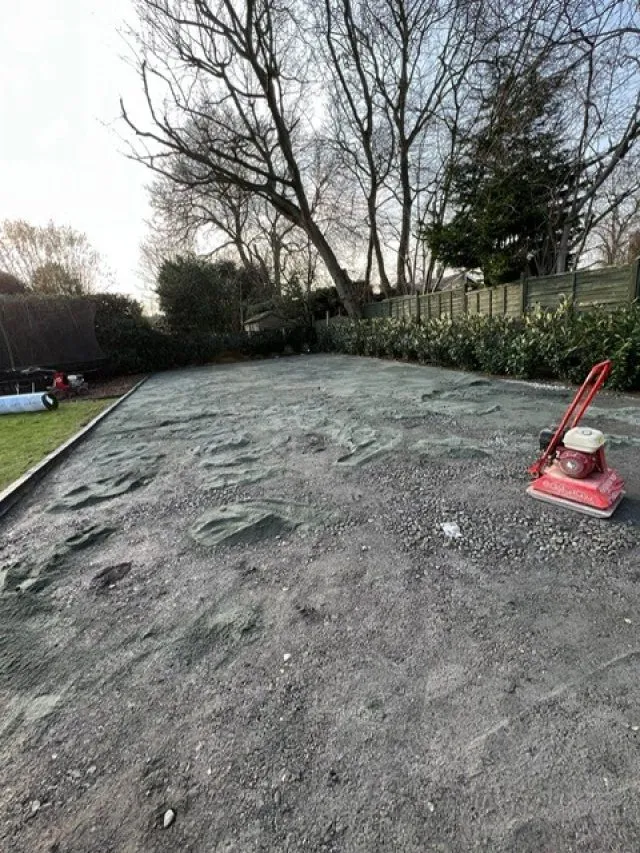 Lawn leveling before Easi-Belgravia Easigrass installation
